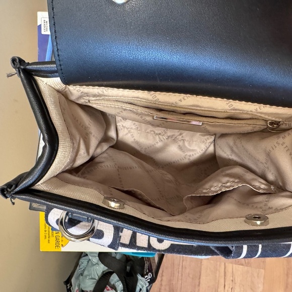 Steve Madden Canvas Tote Bag - Black and Cream - Picture 5 of 5